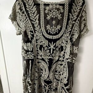 Cato Black and Gold Lace Dress